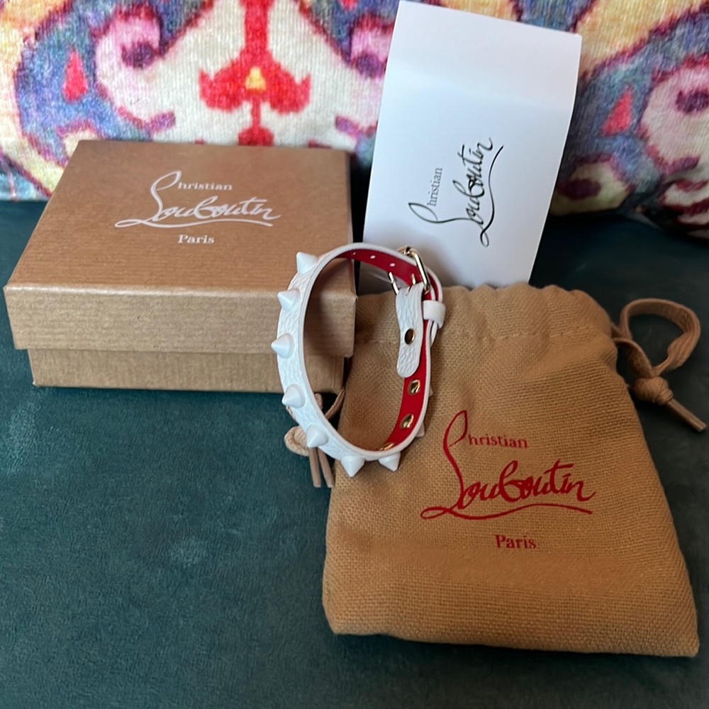 CHRISTIAN LOUBOUTIN - White Loubilink leather bracelet